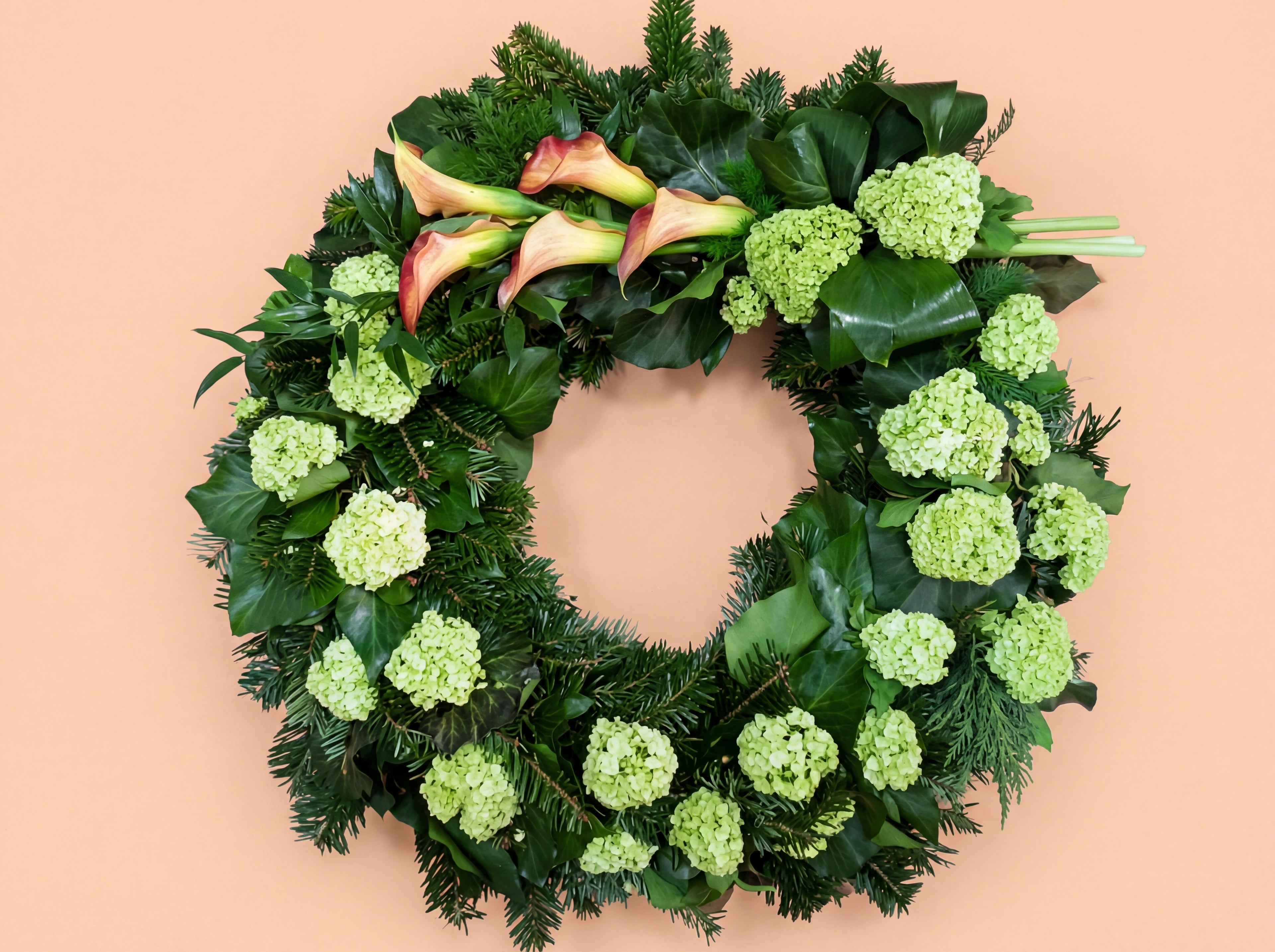 Greek Hydrangea and Calla Lily Wreath